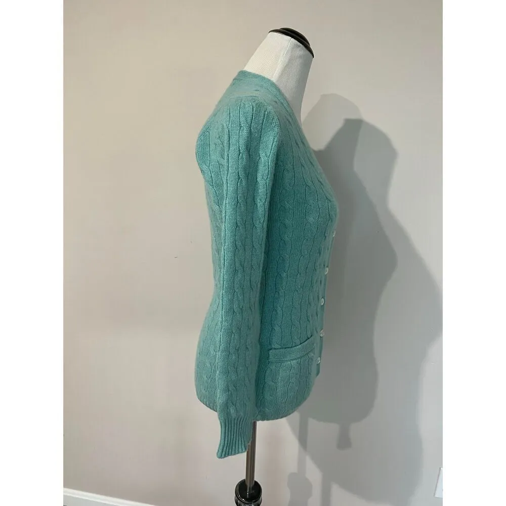 Isle of Skye Women Scotland Made Pure Cashmere Blue cardigan sweater fit sz S - Image 5