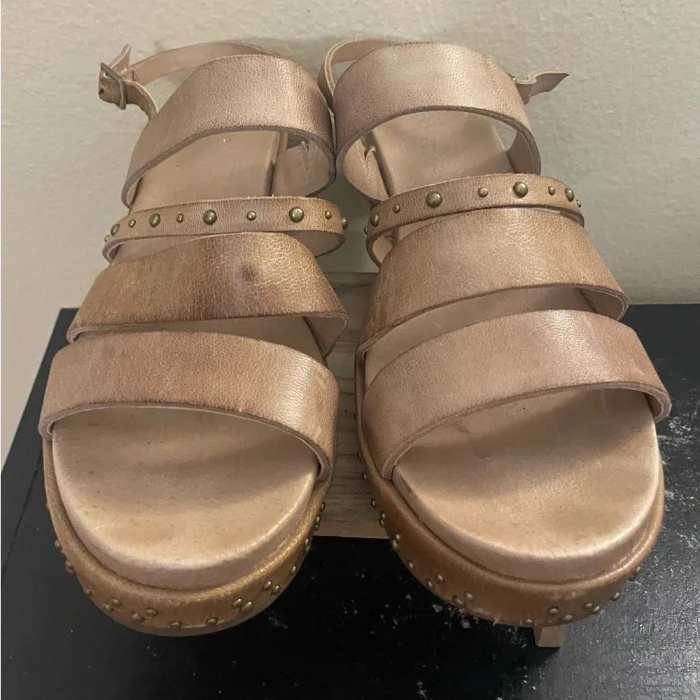 Antelope C21 Wilda Leather Platform Wedge Sandal Tan Studded Size 41 US 10 - Image 8