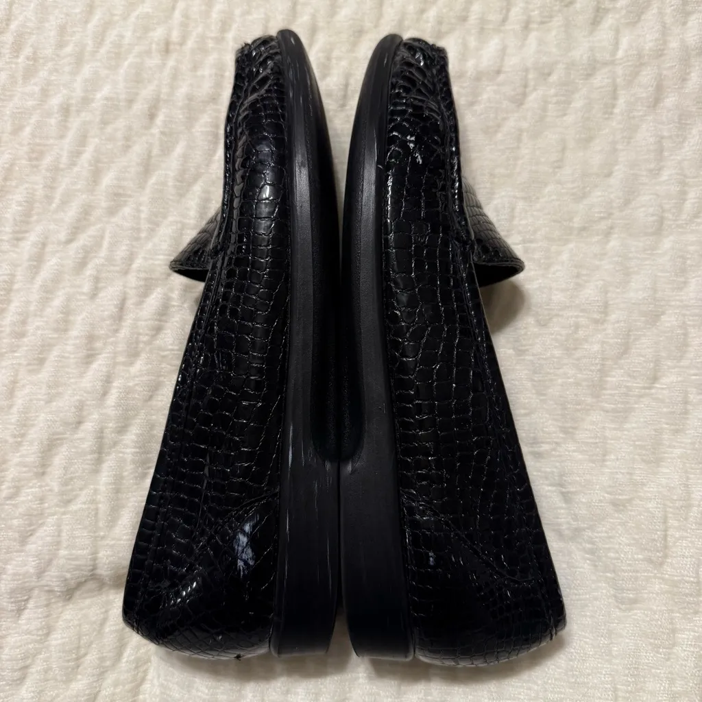 SAS Simplify Black Patent Leather Croc Embossed Loafers Shoes Women’s Sz 9 Slim - Image 8