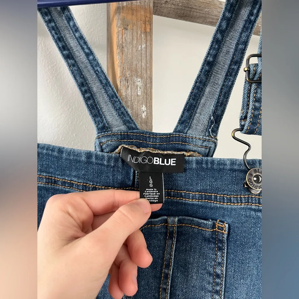 Indigo Blue  Maternity Side Panel Overalls- Size Large - Image 11