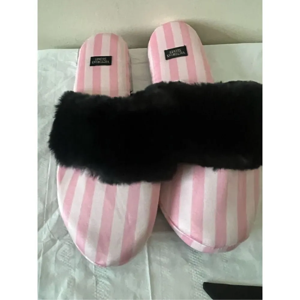 VICTORIA'S SECRET Signature Satin Striped Slippers In-A-Bag - SIZE S - Image 3