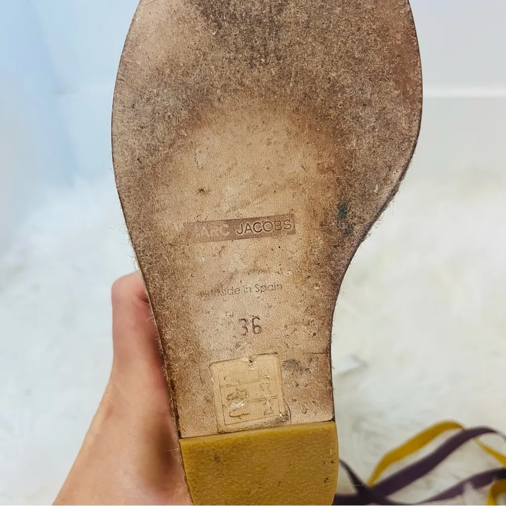 NEW MARC JACOBS MULTICOLOR TAFFITA TIE GROSGRAIN ESPADRILLE WEDGE SANDAL… - Image 4