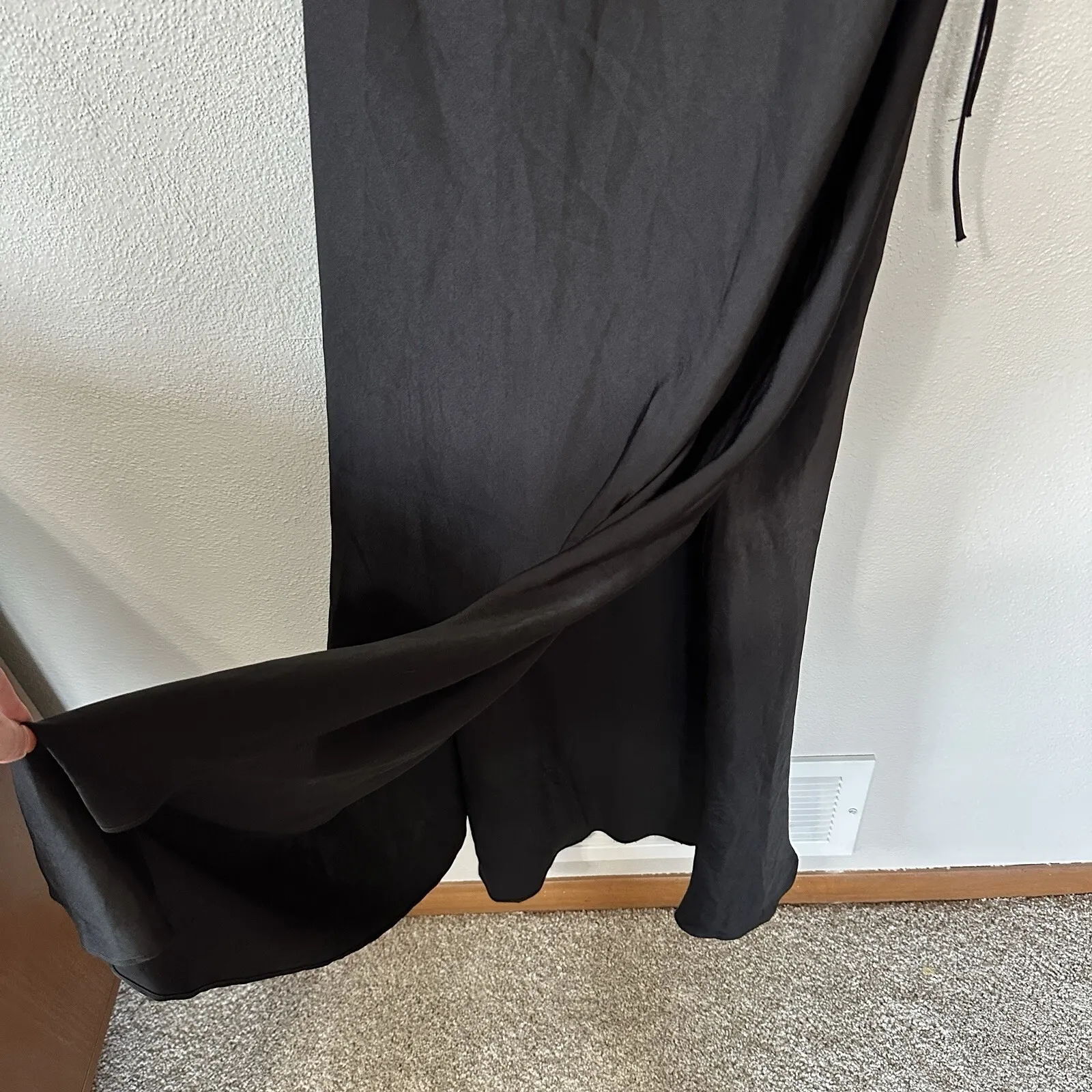 NEW‎ Bardot Lamont Black Satin Slip Dress Size XXL/US 12 Midi Lace - Image 6