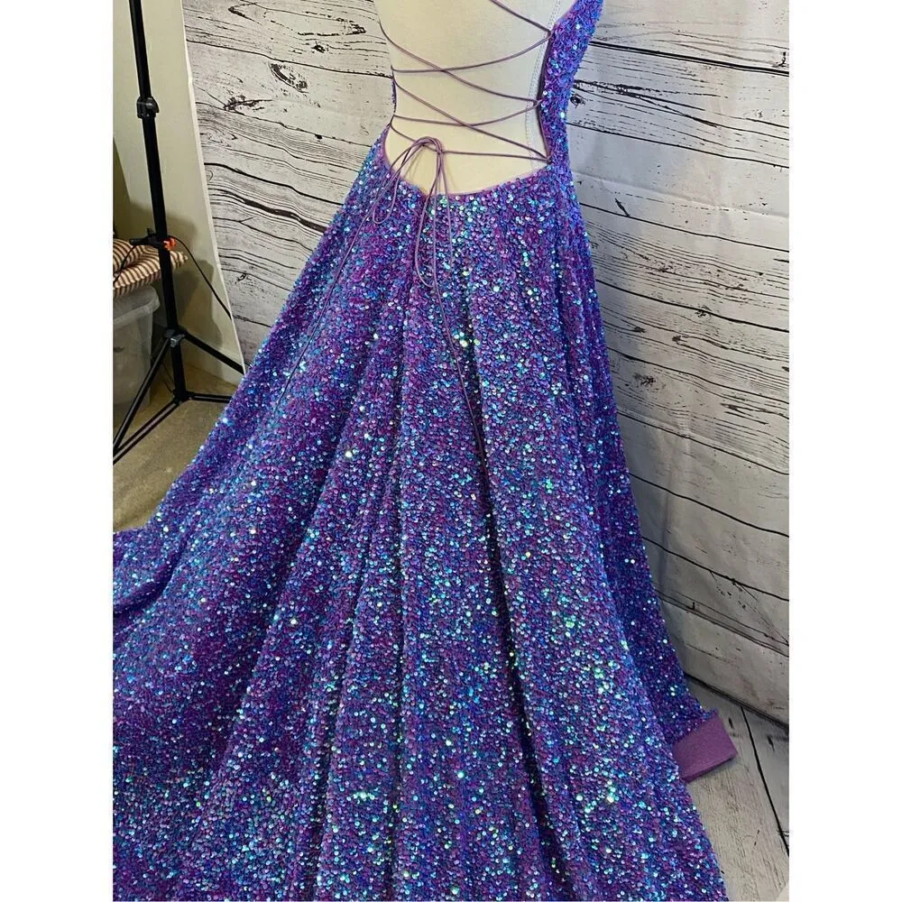Amarra Sequin Purple Formal Gown Size 6 - Image 10