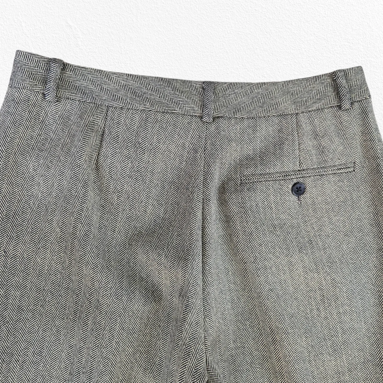 90s Vintage Lauren Ralph Lauren Gray Herringbone Wool Straight Trousers Size 4 - Image 11