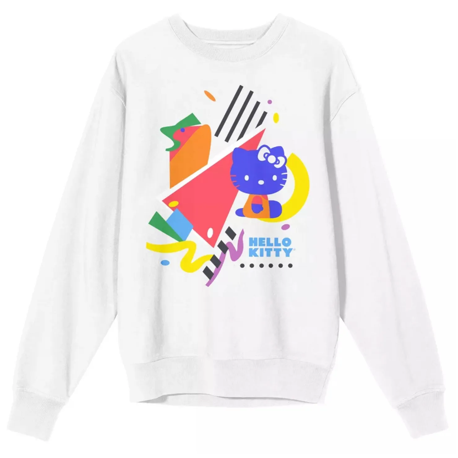 Hello Kitty Sanrio 90s Theme Geometric White Crew Neck Sweatshirt sz S Oversize - Image 2