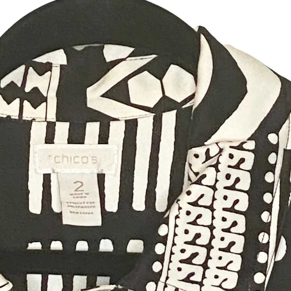 Chico's new Chico’s ☯︎︎ Alphia Aztec Print Classic Jacket ☯︎︎ Black + White ☯︎︎ Medium - Image 10