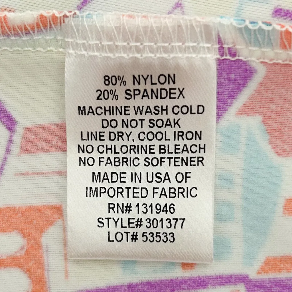 Jude Connally Santorini Village Sleeveless Split V Neck White Orange Buildings Size L - Image 7