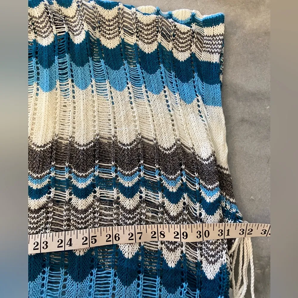 NWT Cupshe One Size Blue White Open Knit Side Tie Tassel Swinsuit Coverup - Image 11