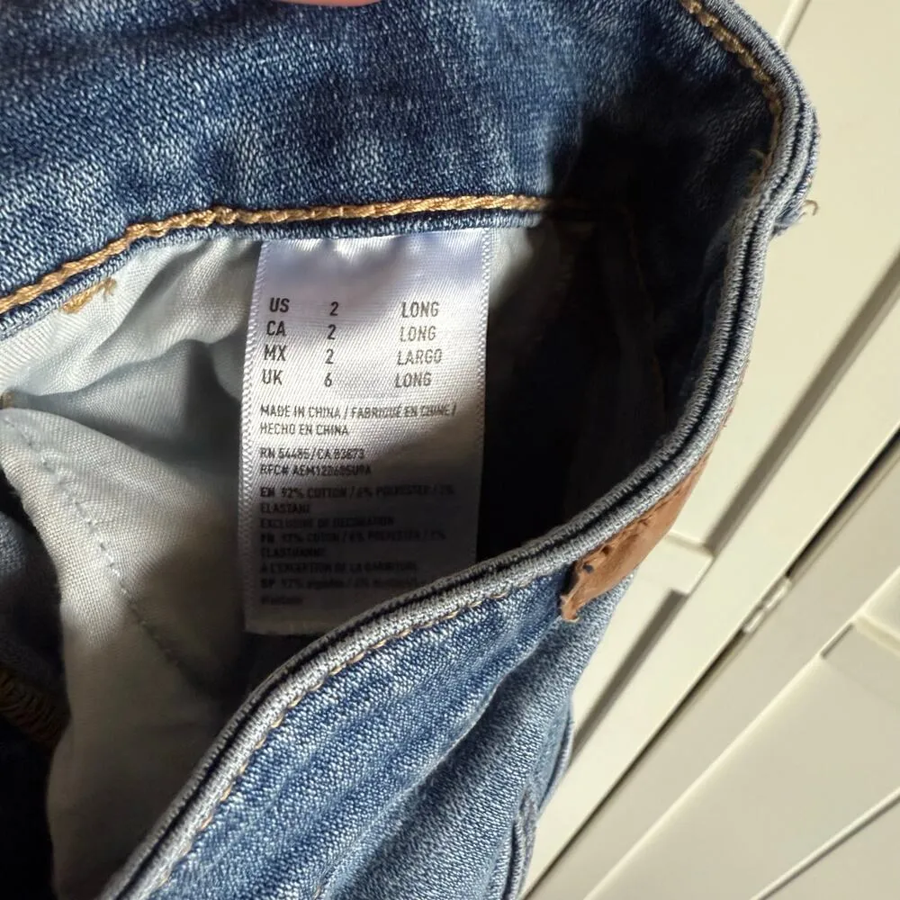 American Eagle Womens Jeans Sz 2 Hi Rise Jegging Light Blue Distressed Destroyed - Image 7