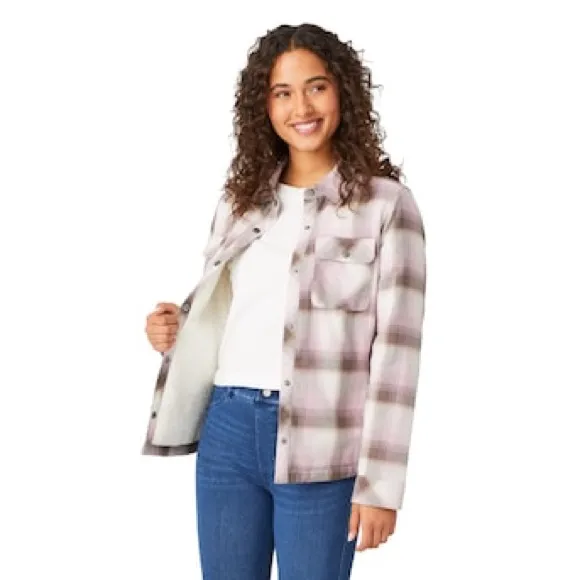 Free Country Primrose Flannel Faux Fur Insulated Snap Button Shirt Shacket Small - Image 2