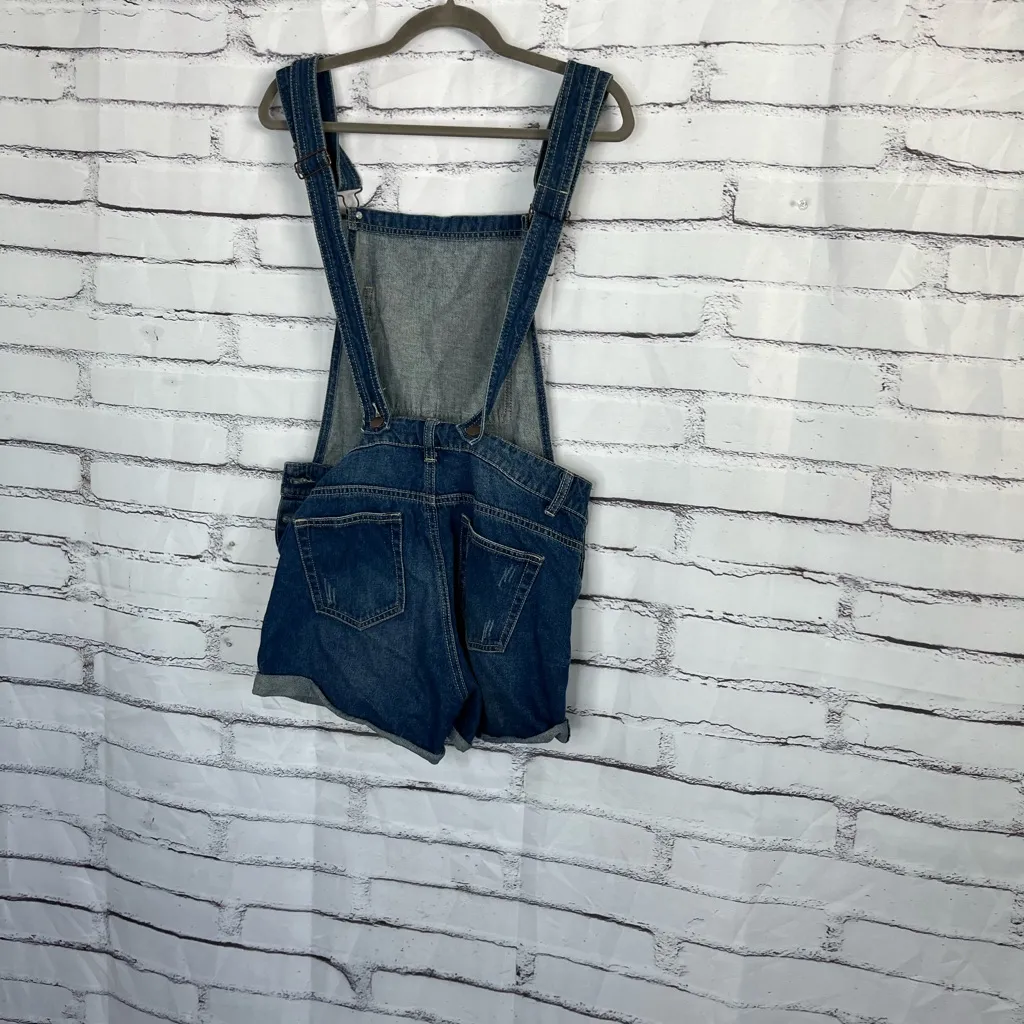 Litz Distressed Denim Short Overalls Blue Wash Women’s Medium Casual Cottagecore - Image 7