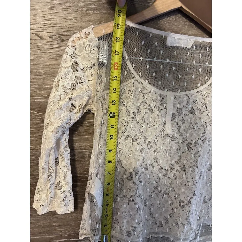 Abercrombie Fitch Vintage Blouse Women’s Sz S Ivory Floral Lace Babydoll Top - Image 10