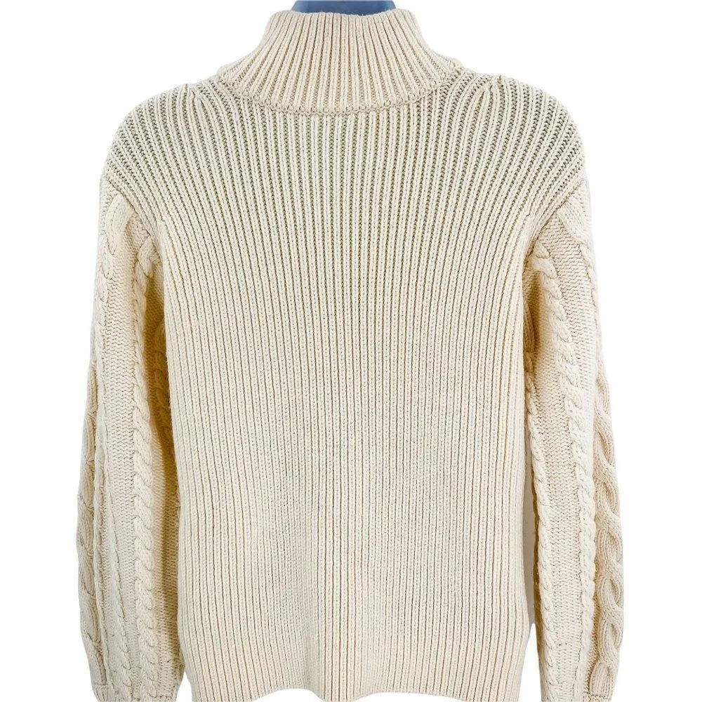 Caroline Constas Chunky Knit Bishop Puffed Sleeve Turtleneck Sweater Large - Image 90
