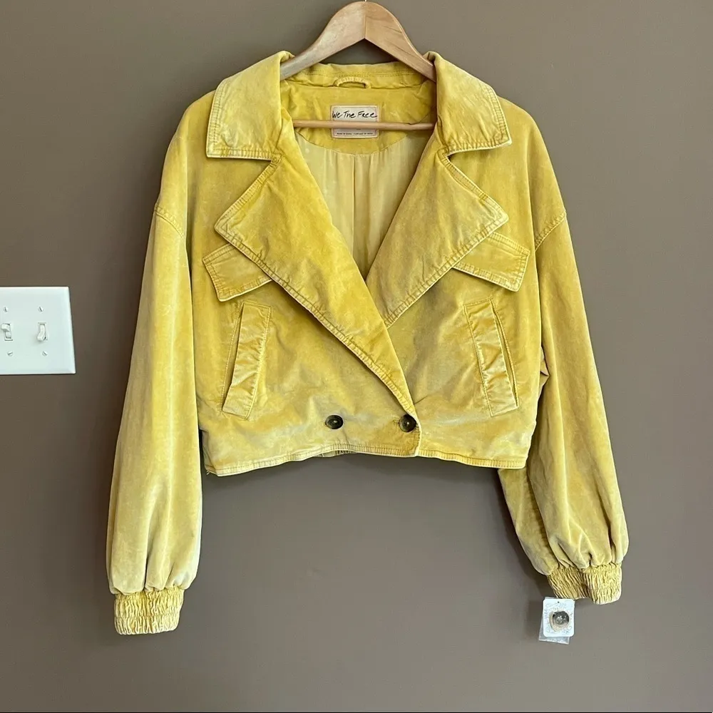 NWT Free People Sure Thing‎ Corduroy Bomber Jacket in Golden Finch Size Medium - Image 9