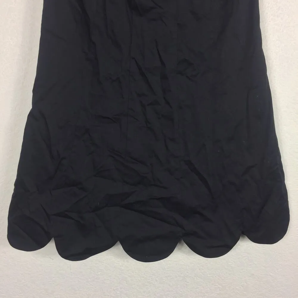 Zac Posen Isla Black Poplin Cotton Off Shoulder Scalloped Hem Mini Dress Size 8 - Image 10