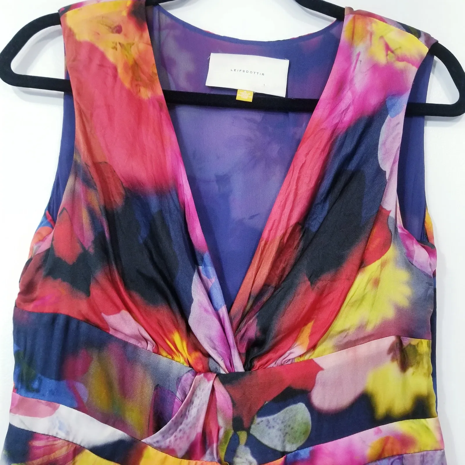 Anthropologie Leifsdottir 100% Silk Tulip Hem Watercolor Mini Dress - Image 8