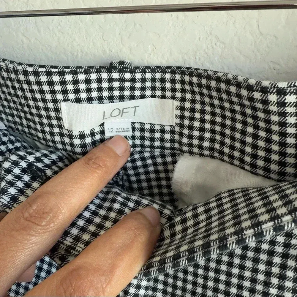 Loft Women’s‎ Gingham Black White The Riviera Slim Ankle Pants Casual Stretch 12 - Image 10