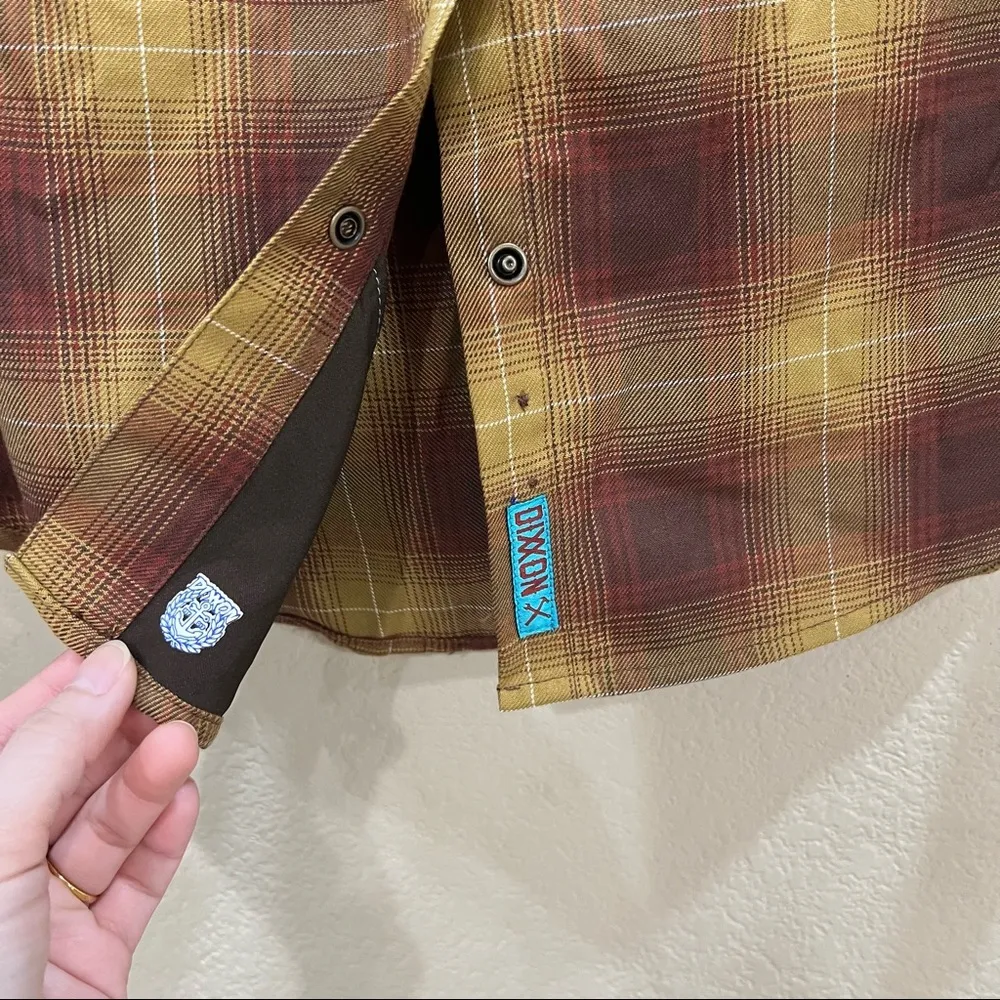 Dixxon Flannel Pearl Snap Goldfield Plaid Long Sleeve Women's Sz M Western Boho Brown Size M - Image 5