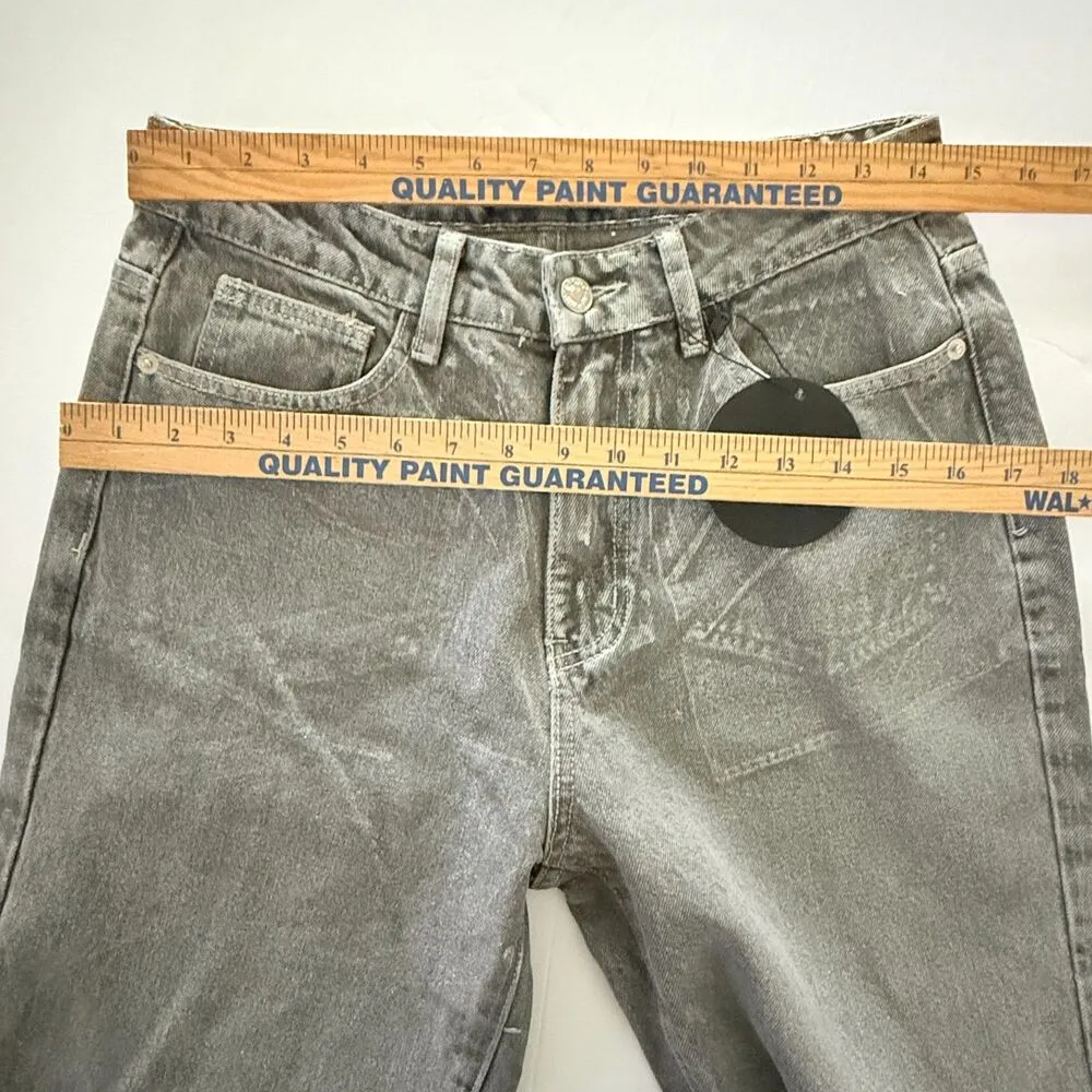 White Fox Feels Like Forever Metallic High Rise Straight Leg Statement Denim S - Image 6