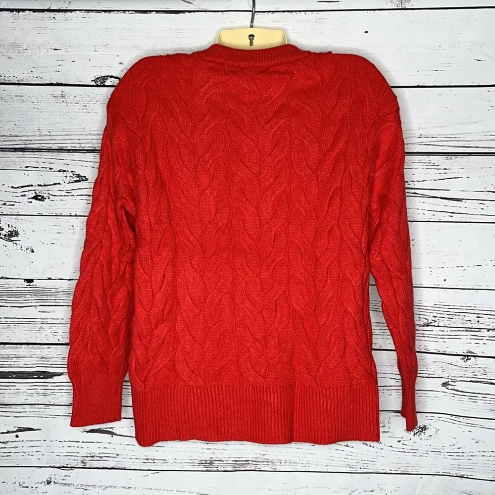 Philosophy NWT Size S Red Viscose Blend Chunky Cableknit Sweater Top - Image 2