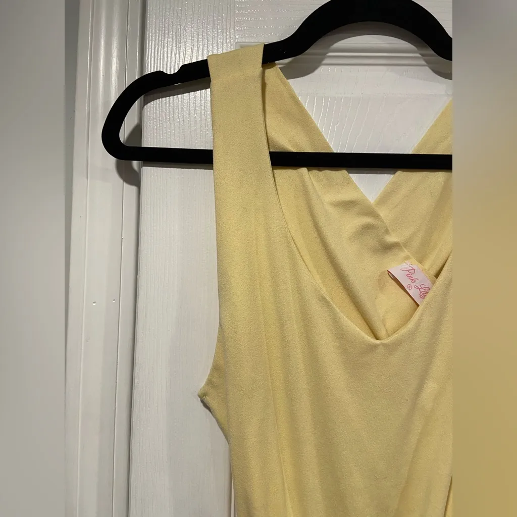 Pink Lily Size S Yellow Criss Cross Back Tie Waist Soft Stretch crop Tank Top - Image 8