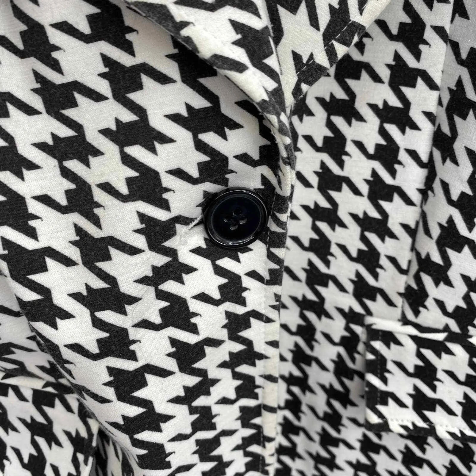 Susan Bristol Blazer Jacket Womens Medium Black White Houndstooth Plaid Pockets - Image 5