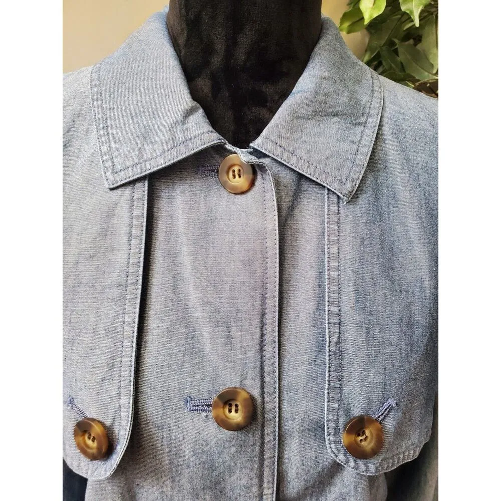 Charter Club Women's Blue Cotton Long Sleeve Buttons Front Casual Jacket Size XL - Image 3