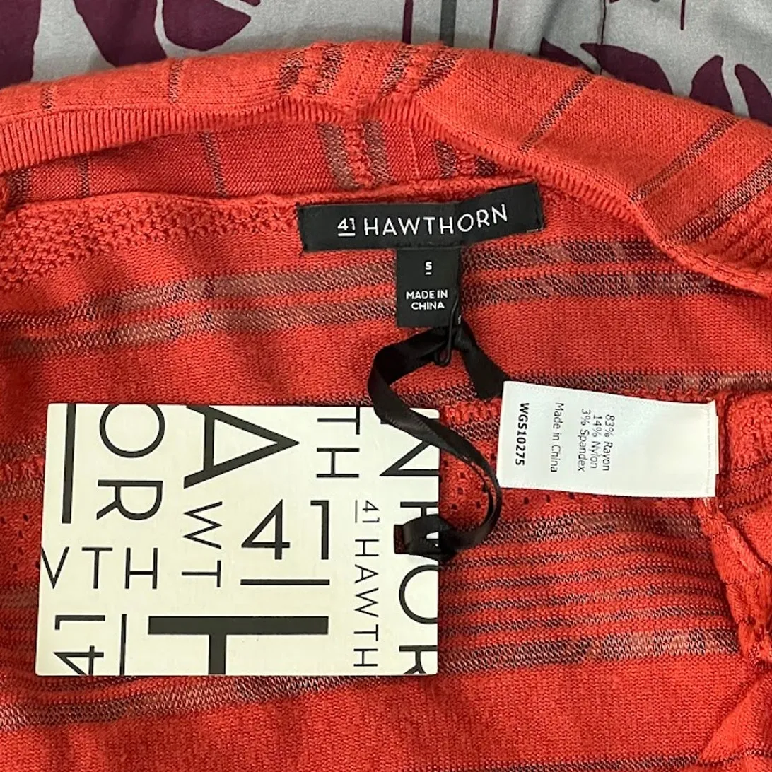 41 Hawthorn (S) Etelan Variegated Pointelle Stitch Open Cardigan - Image 5