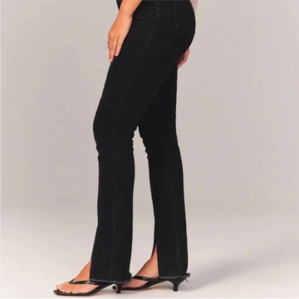 Abercrombie & Fitch Skinny High Rise Black Jeans Split Hem Sz 2 / 26 Regular - Image 2