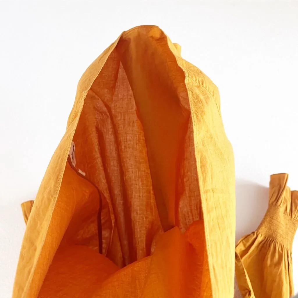 Doen Miro Smocked Neck Cotton Mini Dress in Golden Hour Gold - Image 6