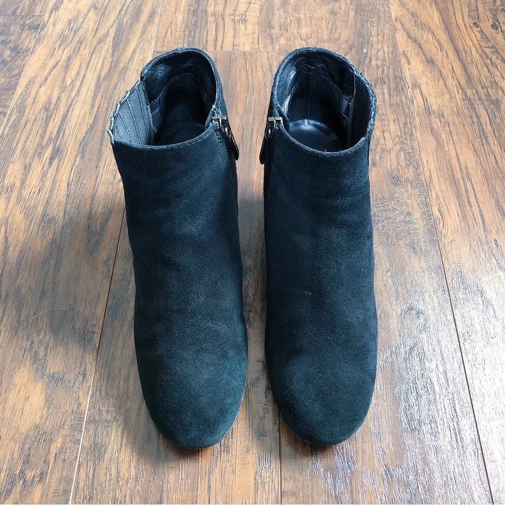 Aquatalia • Fallyn suede ankle boots black leather heeled booties Made in Italy - Image 4