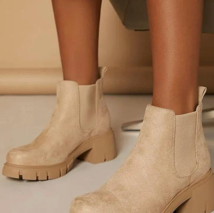Faux Suede Above Ankle Heeled Booties - Image 3