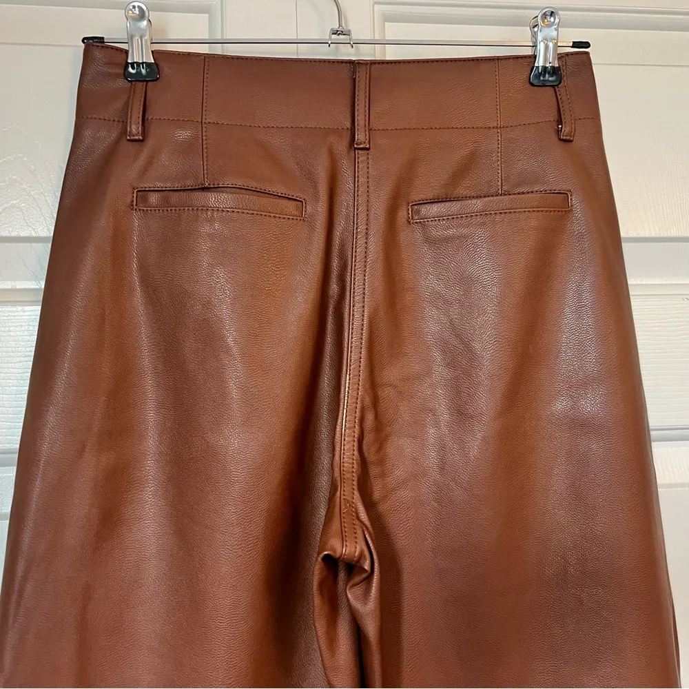 Women’s Aritzia Wilfred Free High Rise Brown Faux Leather Trouser Pant Size 2 - Image 8