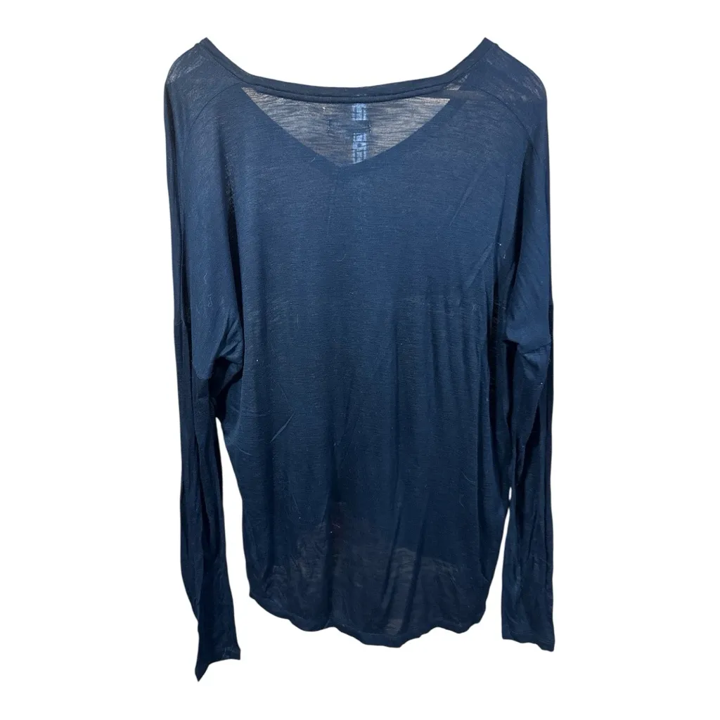 Madewell Sheer Heathered Black V Neck Long sleeve Sweater - Image 2