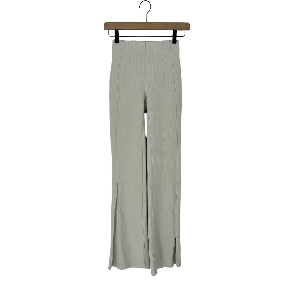 Brushed Softstreme Ribbed Zip Flared Pant Bone - Image 4