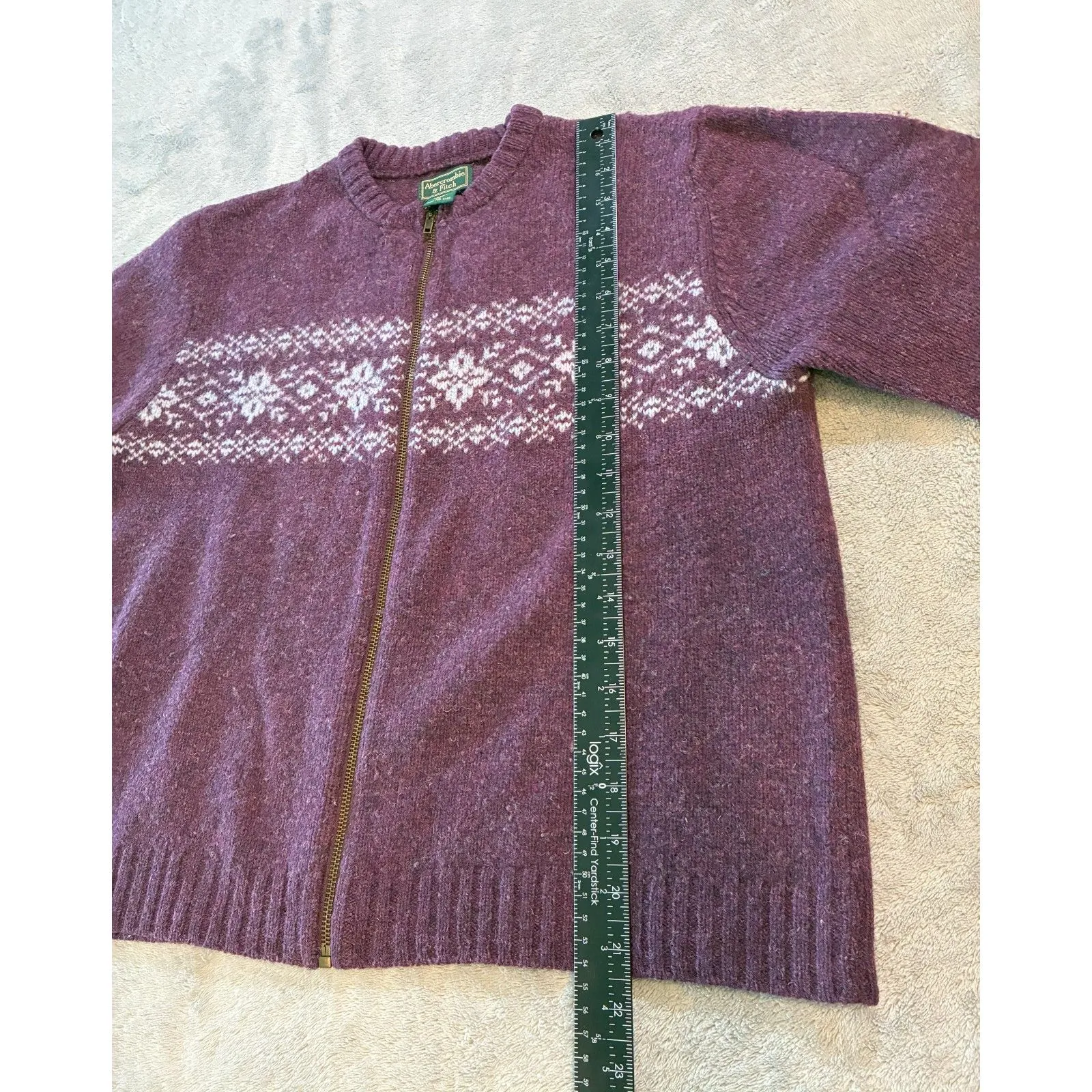 Abercrombie and Fitch 90's Shetland Wool Full Zip Cardigan Nordic - Image 8
