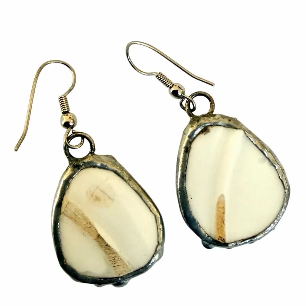 Vintage Red Transferware Pottery Shard Earrings - Image 6