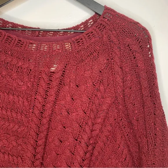 Angel‎ of the North Anthropologie Curved Cable Knit Poncho Sweater Size S - Image 7