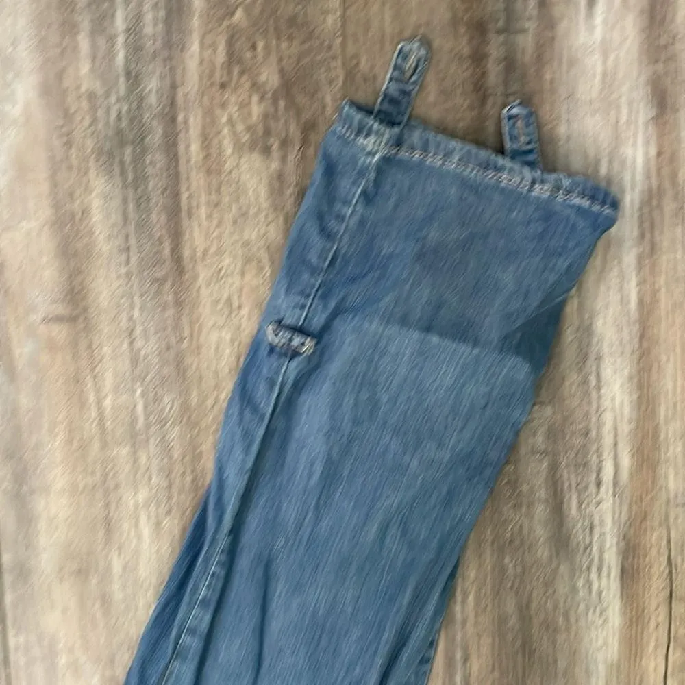 ANTHROPOLOGIE HOLDING HORSES Eyelet Chambray Denim Jean Jumper Overalls Jumpsuit - Image 6