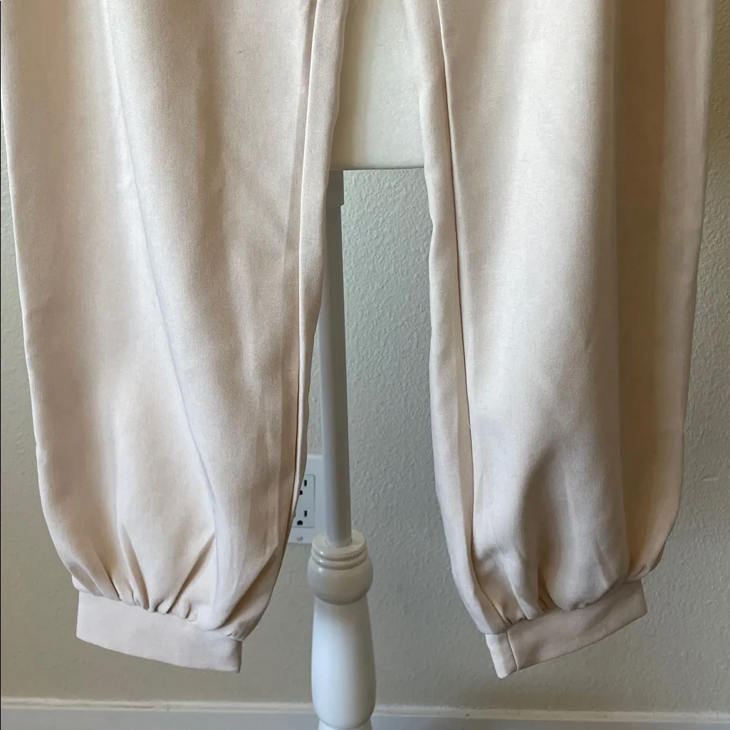 Nasty Gal Beige Tailored Jogger Pants | High Waist | Elastic Hem - Image 5