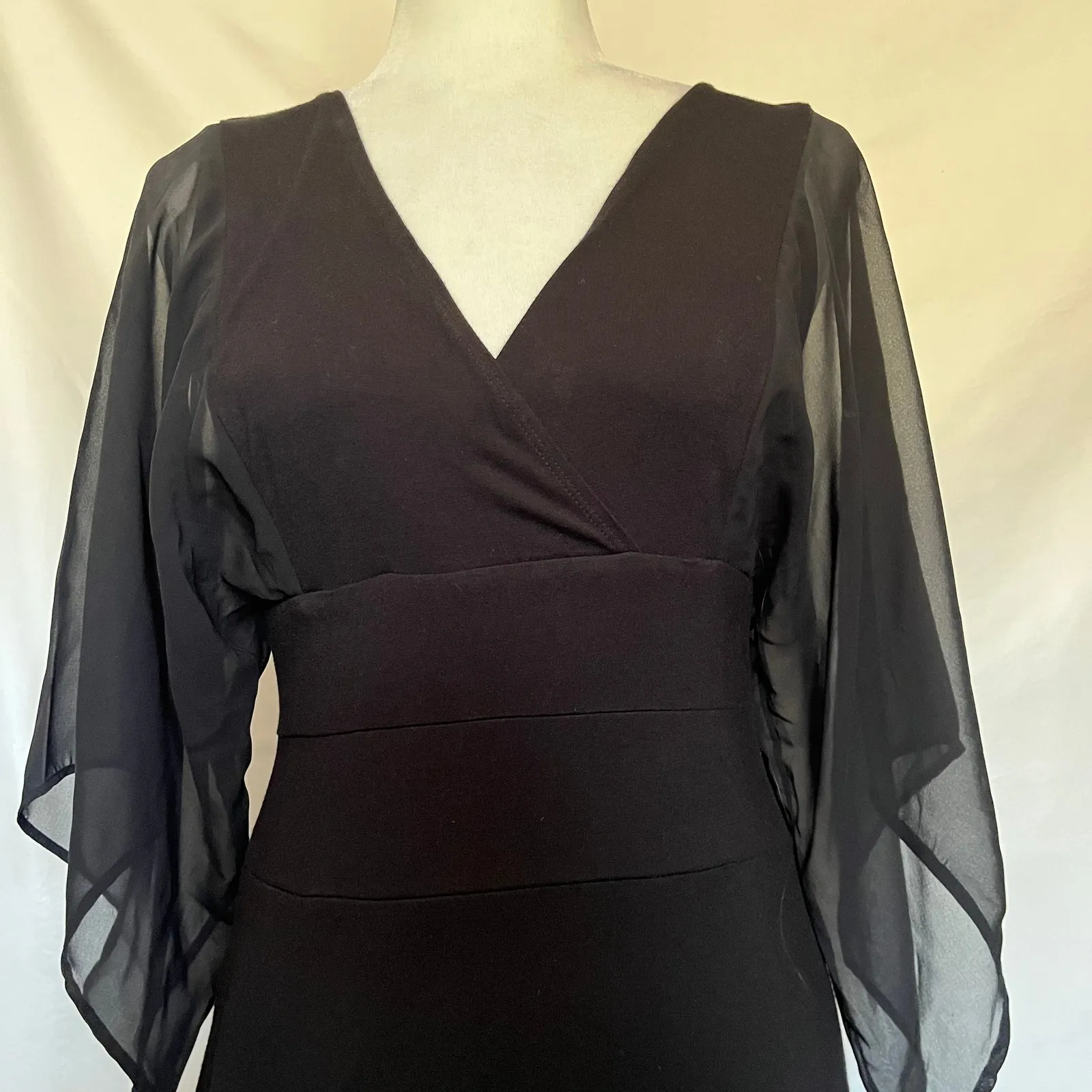 Carmen Marc Valvo Dress Sz S Holiday Sheer Chiffon Cocktail Chic Goth Glam - Image 2
