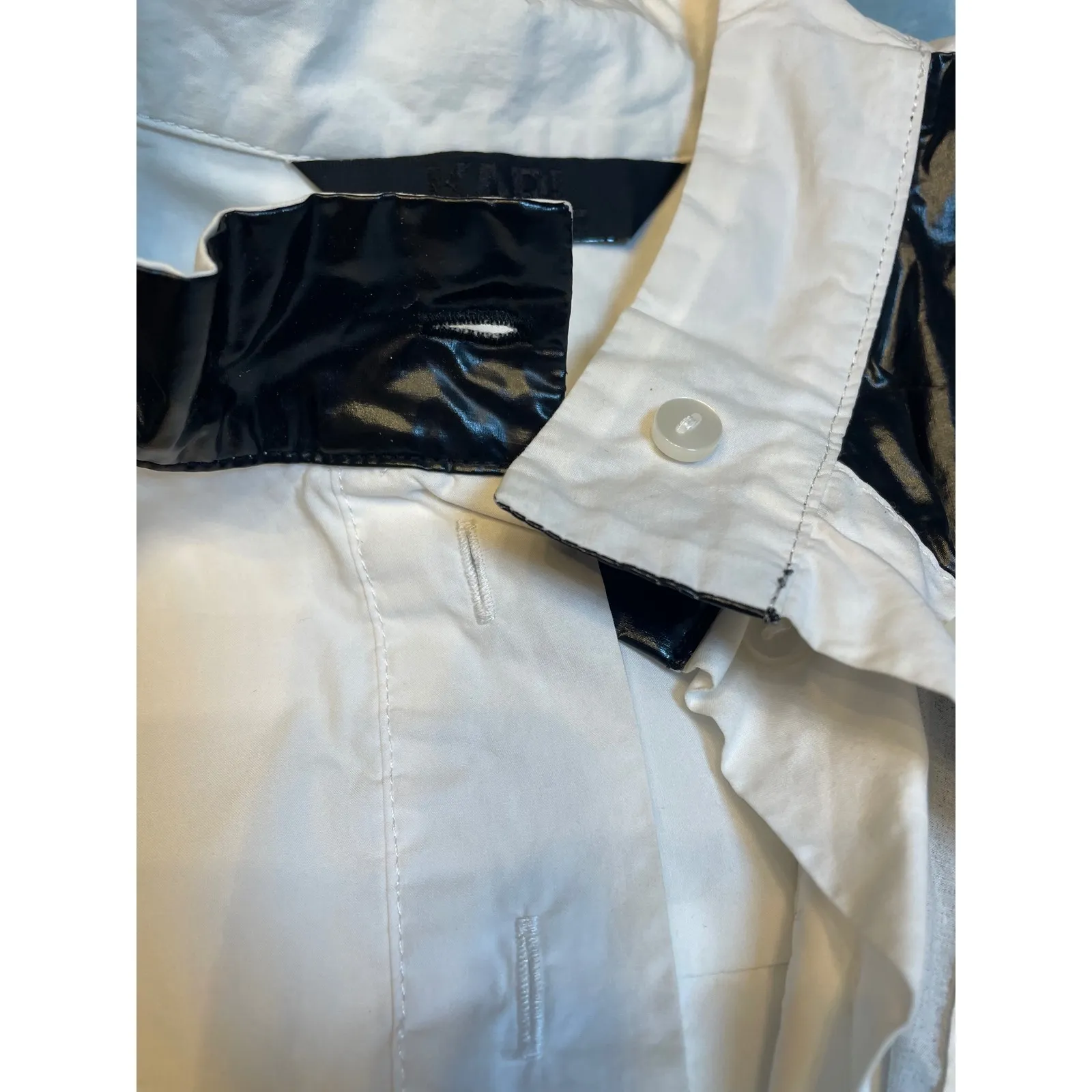 Karl Lagerfeld White Black Patent Tuxedo Shirt Tunic Dress Size M - Image 5