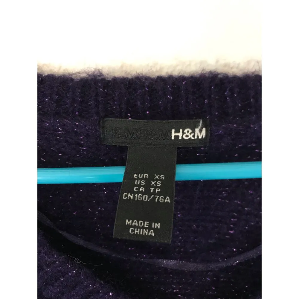 H&M purple short sleeve sparkle crop top fuzzy sweater - Image 6