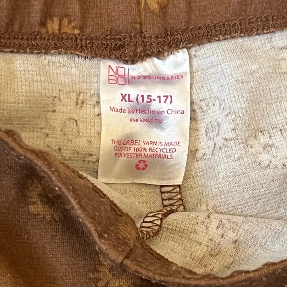 No Boundaries - Brown Floral Knit Flare Pants Size XL 70’s Hippie Style - Image 4