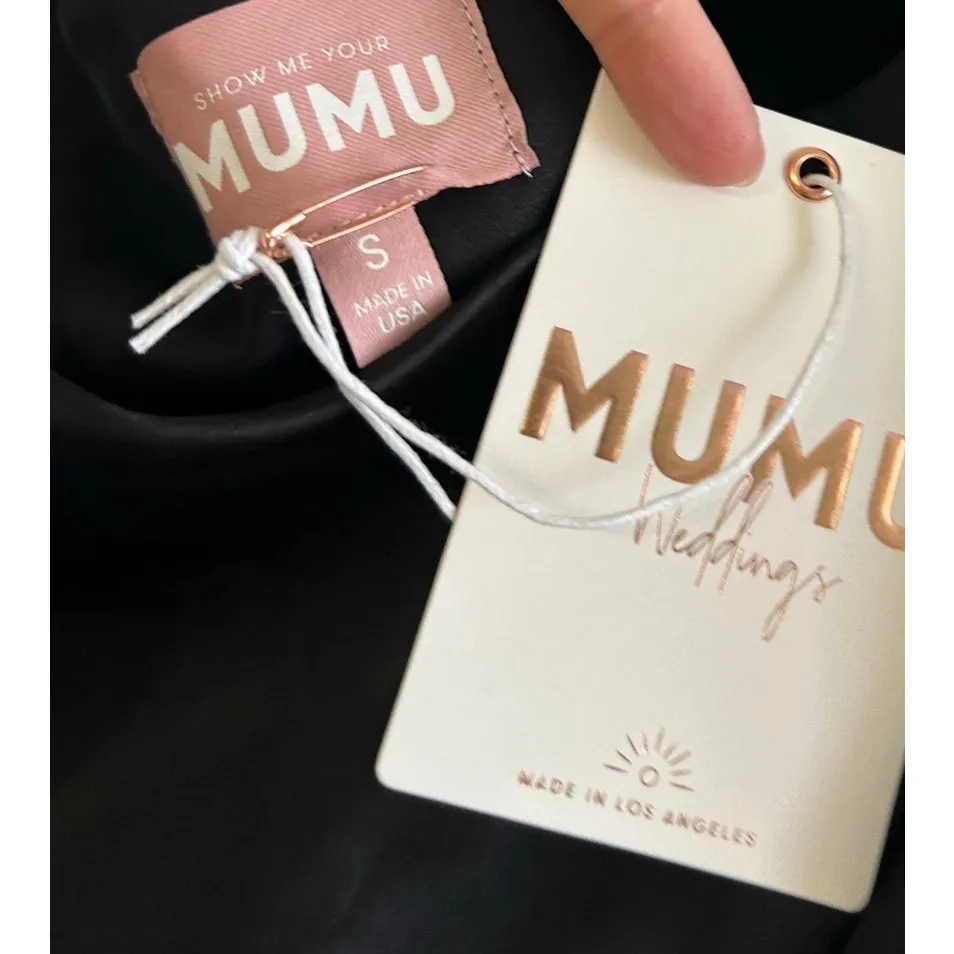 Show Me Your Mumu Jodie Dress in Black Luxe Satin S NWT - Image 4