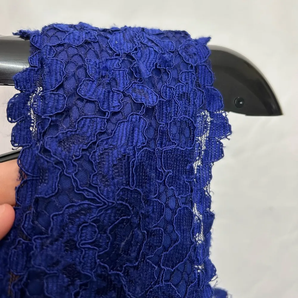 Eliza J Blue Lace V Neck Back Cocktail Knee Length Sheath Dress Sz 4 - Image 7