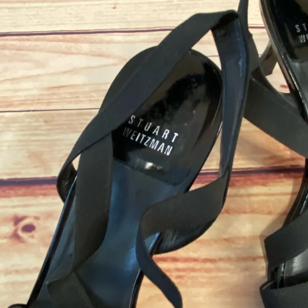 Stuart Weitzman Black Strappy Kitten Heel, Size 9.5M - Image 3