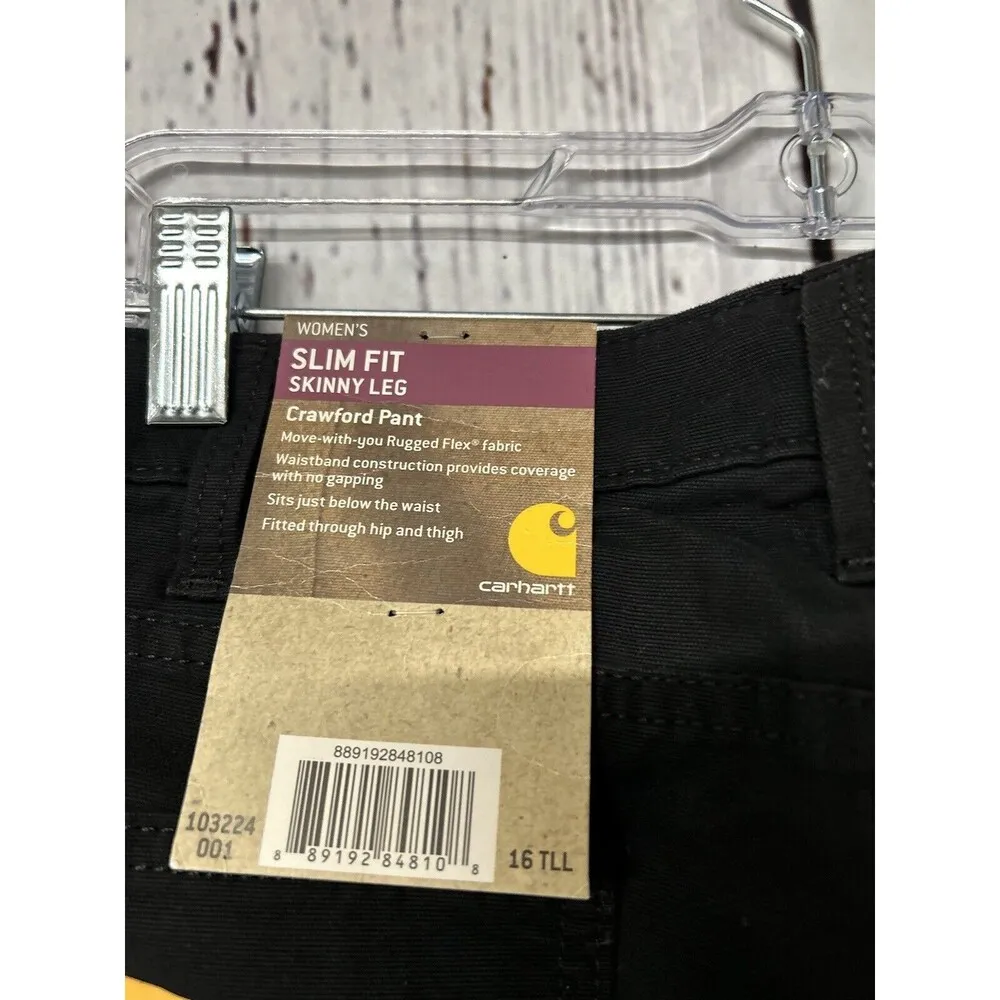 NWT Carhartt Women’s Crawford Rugged Flex Slim Fit Pant - Black / Size 16 Tall - Image 4
