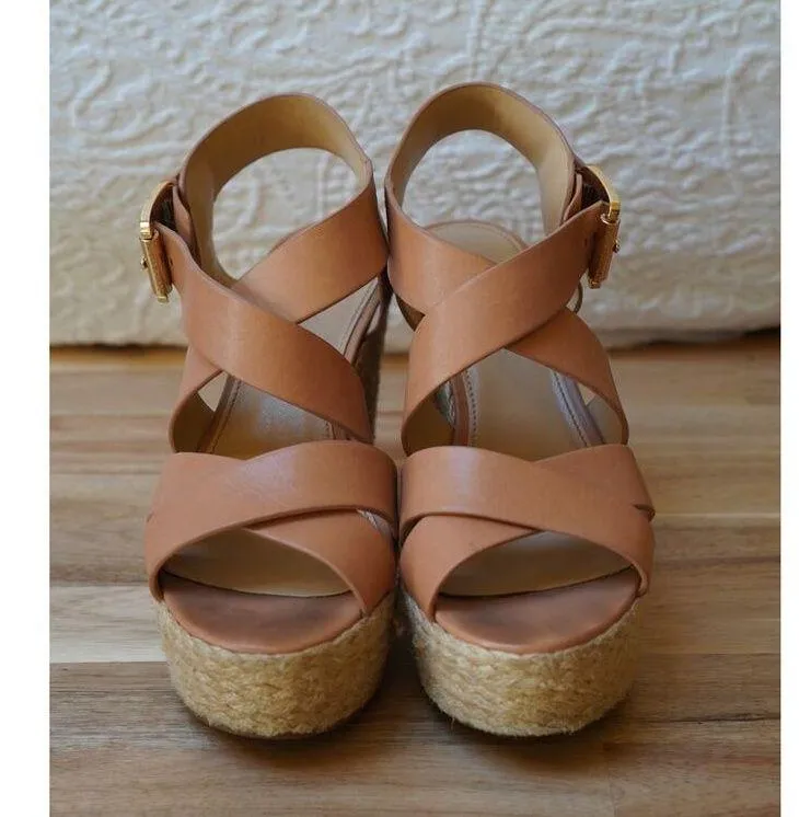 Michael Kors Celia Espadrille Wedge Buckle Platform Sandals Size 7 - Image 2